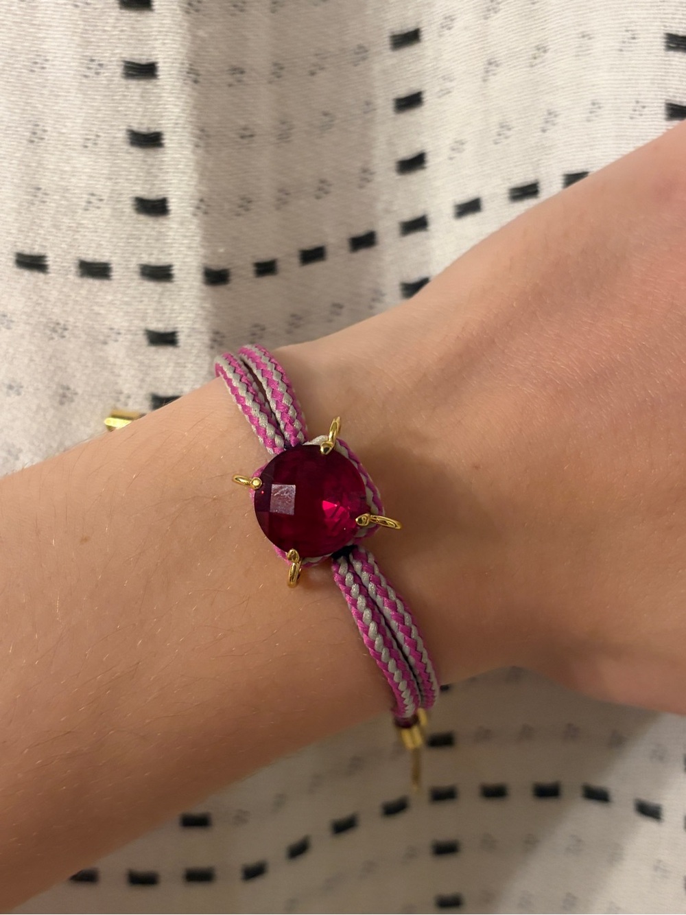 Juicy Couture Pink Braided Cord Bracelet with Fuchsia Gemstone